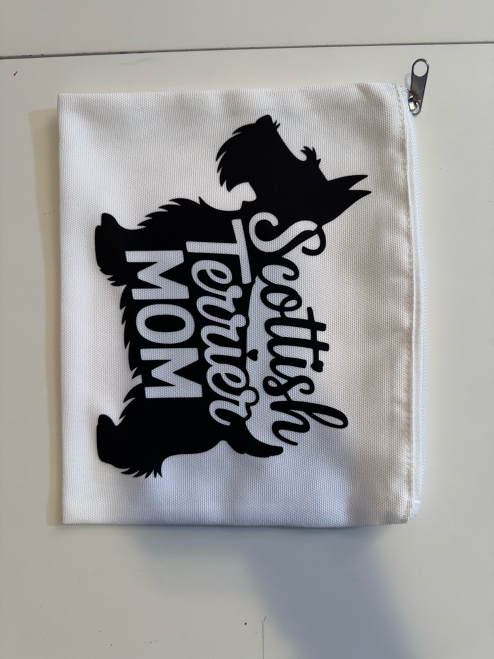 NEW Made to order Scottish Terrier Mom Zipper Pouch - White & Black - Picture 4 of 6